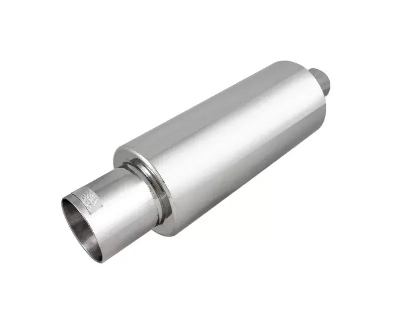 DC Sports 2.5" Polished Stainless Steel Muffler|Silencer w/ Slant Cut Tip - Universal - EX-5015