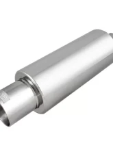 DC Sports 2.5" Polished Stainless Steel Muffler|Silencer w/ Slant Cut Tip - Universal                                     - EX-5015 - Image 2